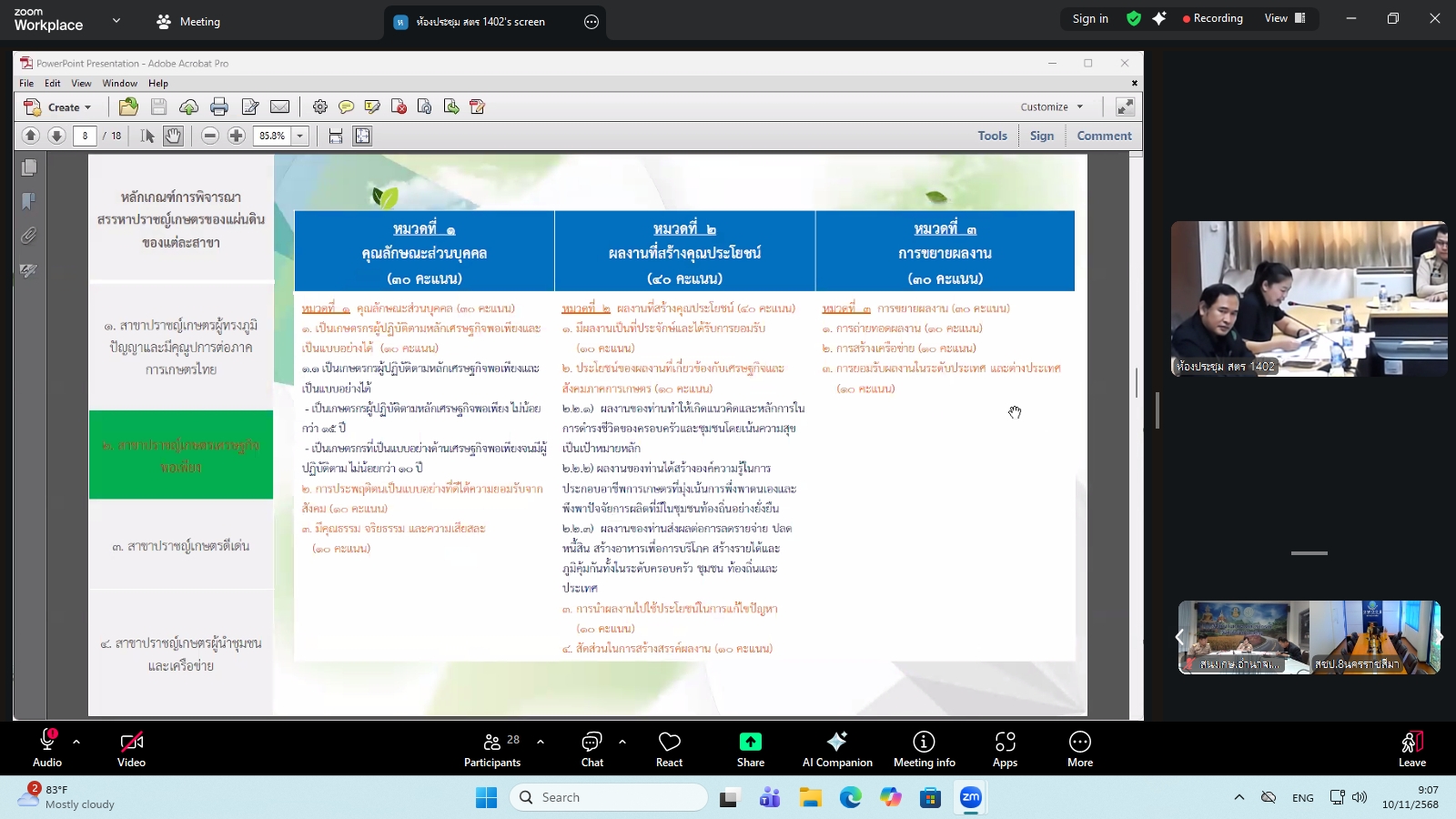 title - ผู้ตรวจราชการ ส.ป.ก. ร่วมประชุมคณะทำงานสรรหาปราชญ์เกษตรของแผ่นดินระดับเขต ประจำปี 2569 เขตตรวจราชการที่ 14 ผ่านระบบประชุมทางไกลออนไลน์ โดย Application Zoom Meeting